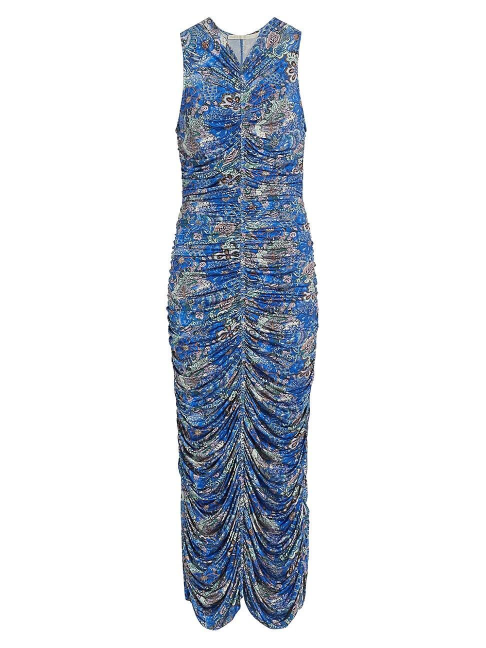 Womens Roxie Printed Draped Midi-Dress Product Image