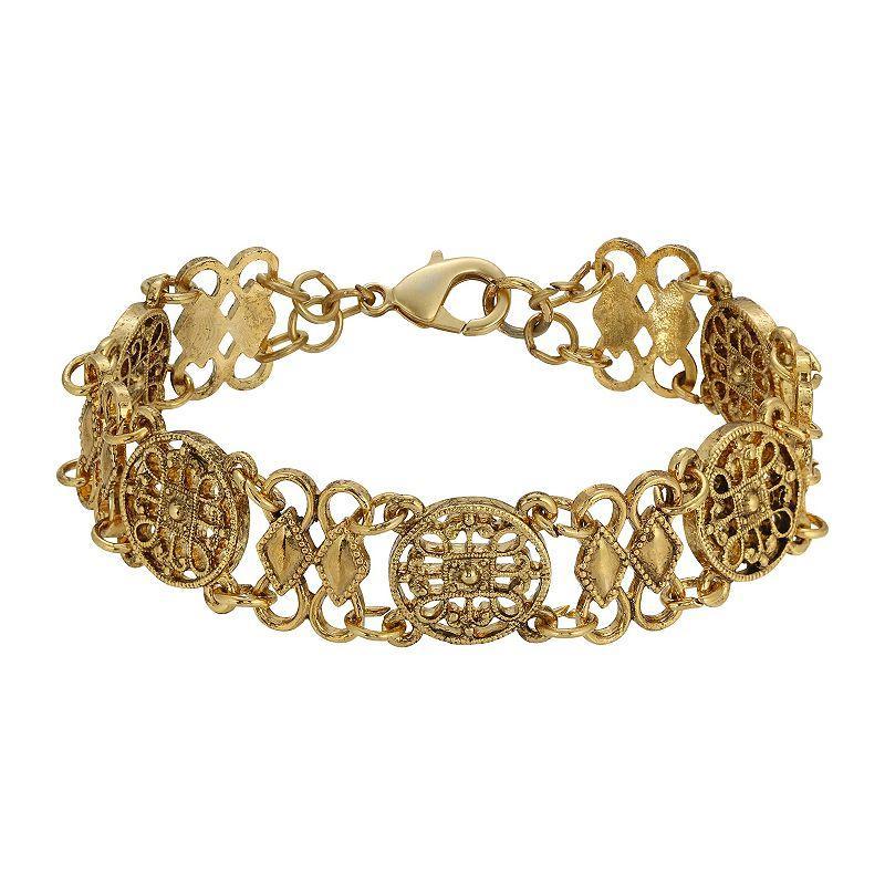 1928 Gold Tone Multi-Loop Round Filigree Bracelet, Womens Product Image