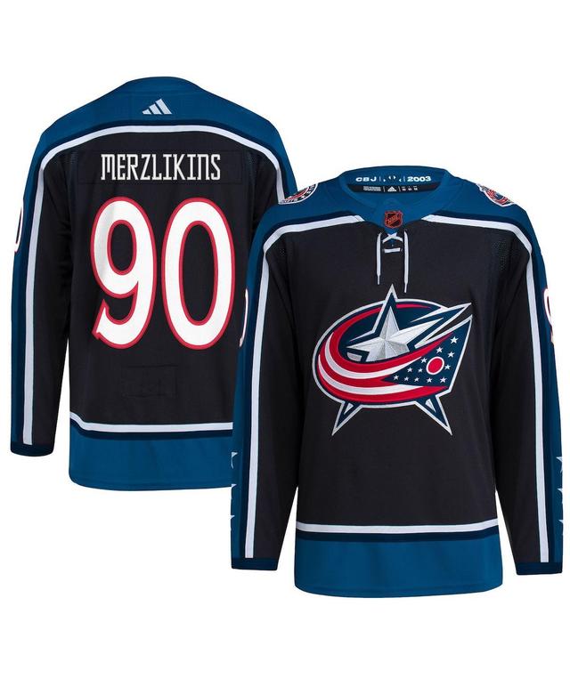 Men's adidas Elvis Merzlikins Black Columbus Blue Jackets Reverse Retro 2.0 Authentic Player Jersey Product Image