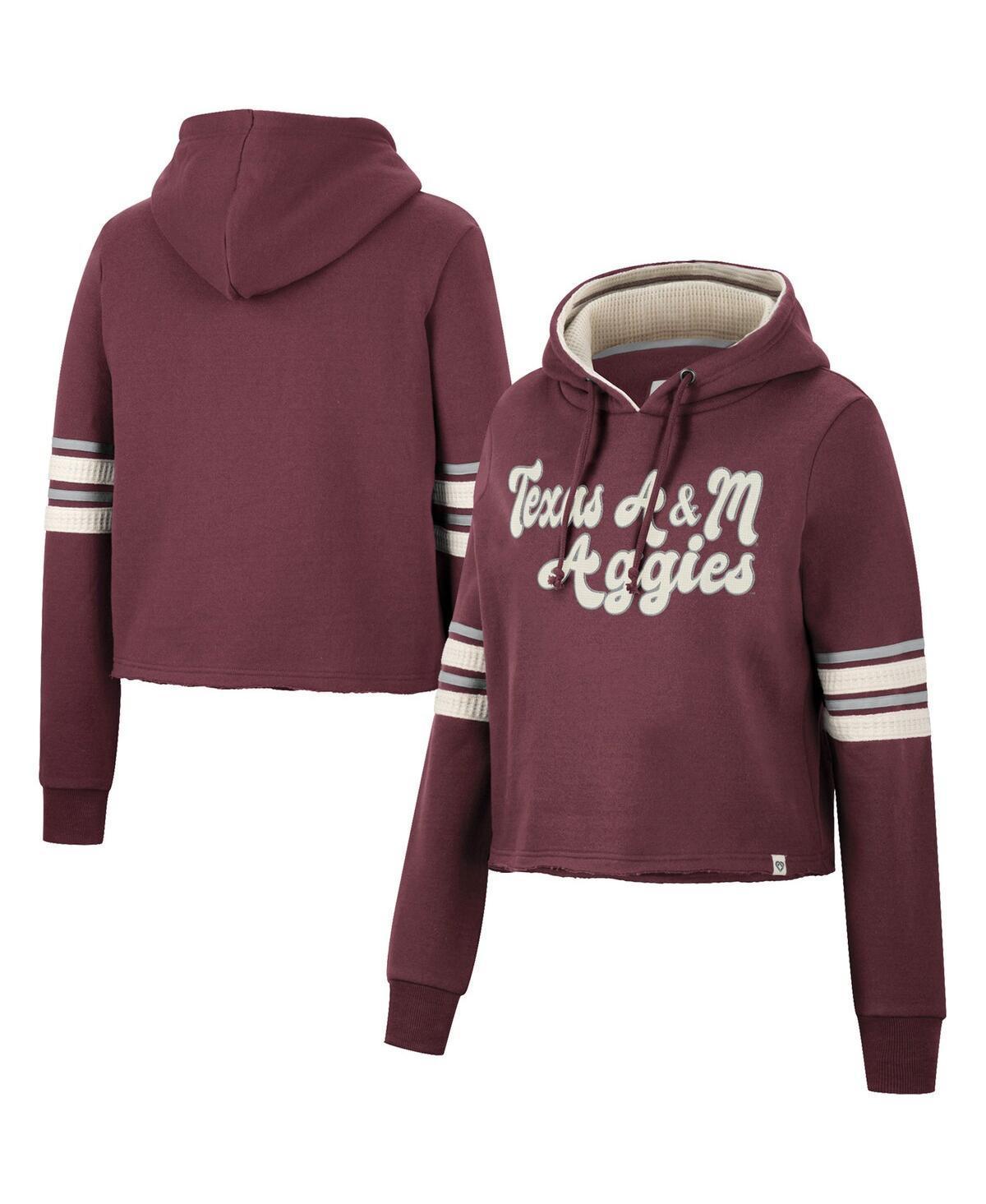 Womens Colosseum Maroon Texas A&M Aggies Retro Cropped Pullover Hoodie Product Image