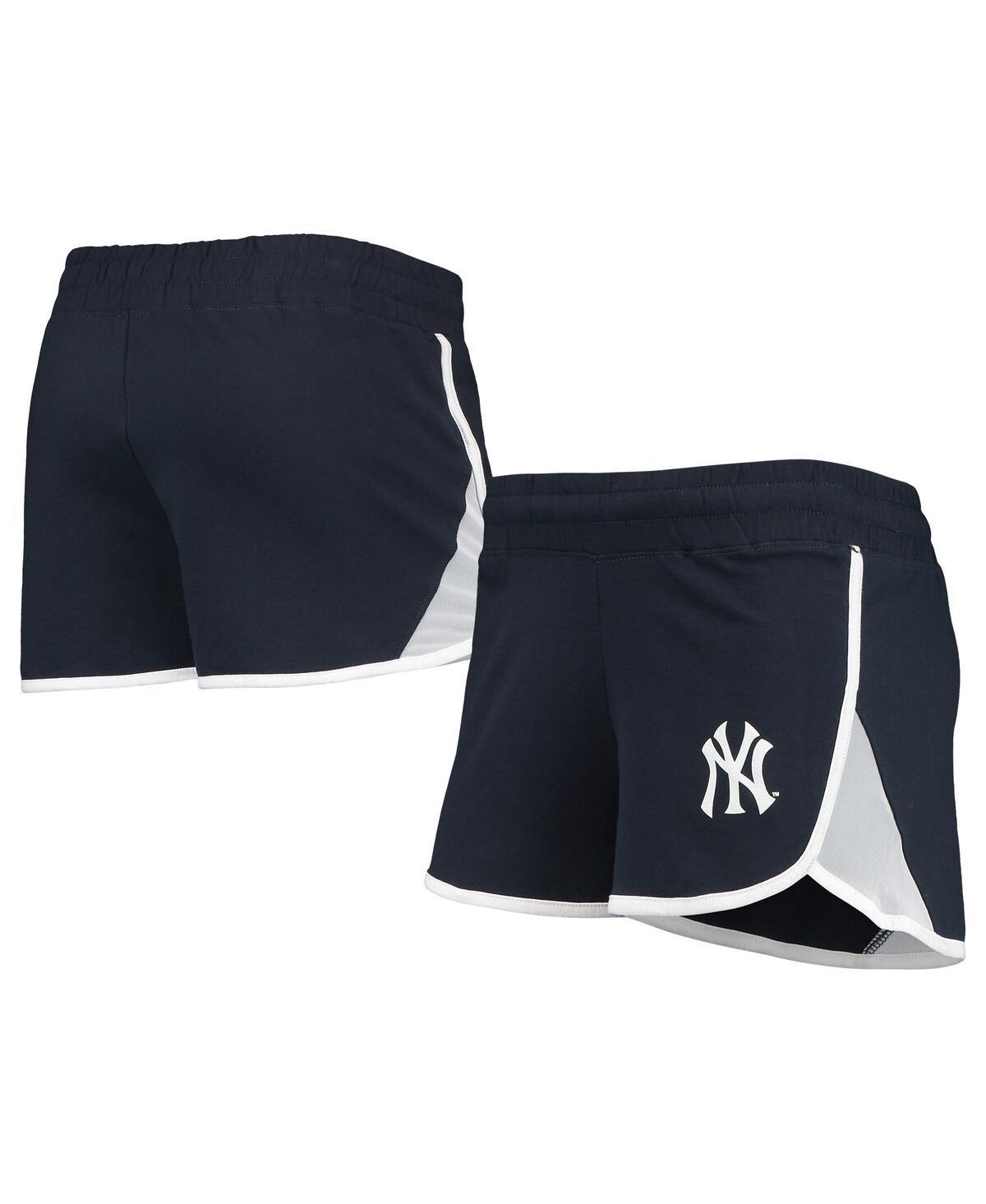 Womens New Era New York Yankees Stretch French Terry Shorts Blue Product Image