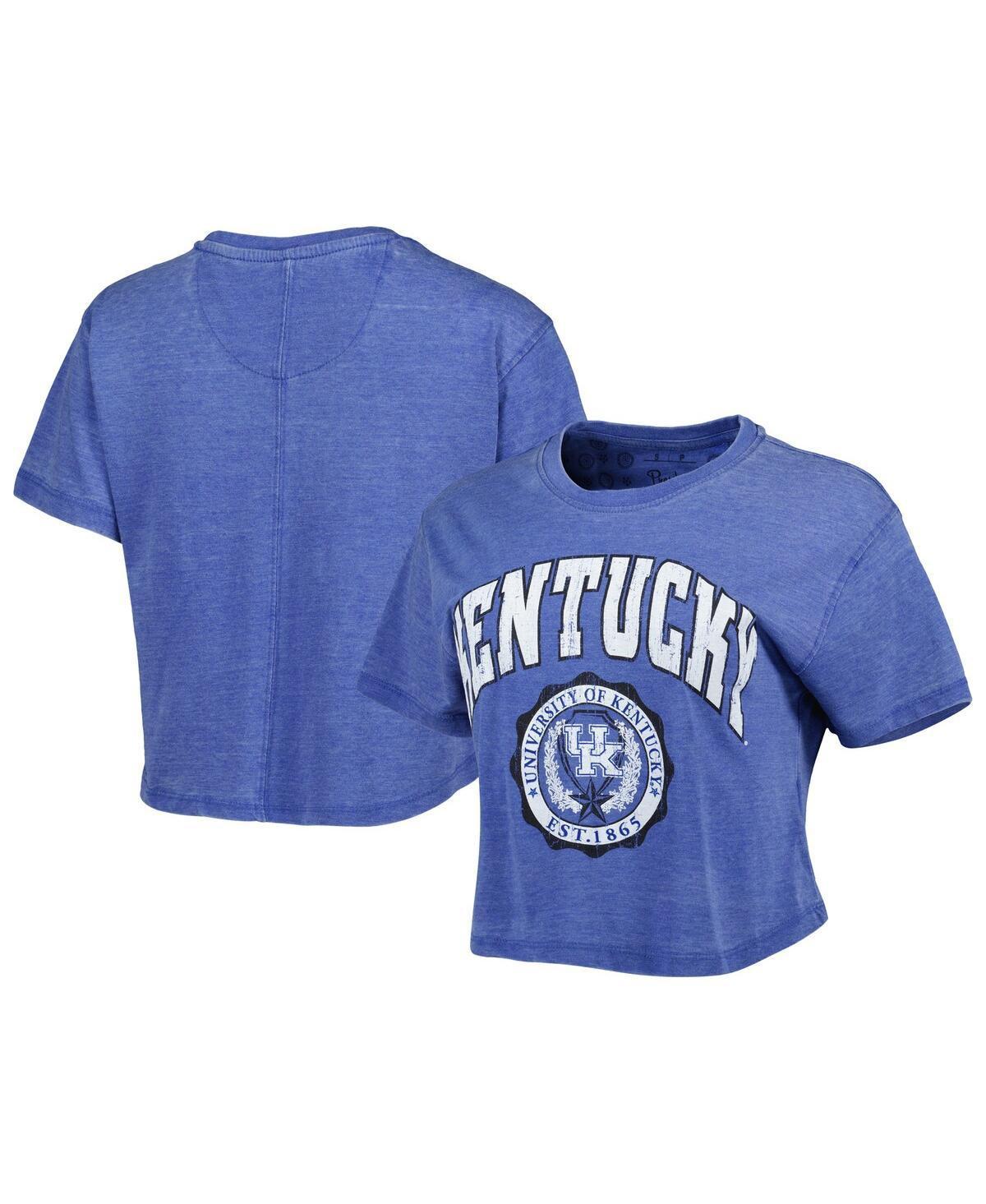 Womens Pressbox Royal Distressed Kentucky Wildcats Edith Vintage--Like Burnout Crop T-shirt Product Image