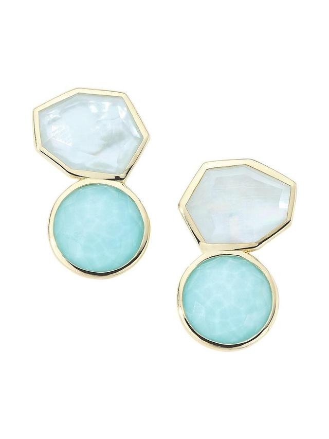 Womens Rock Candy Large 2-Stone 18K Yellow Gold, Amazonite, Mother-Of-Pearl & Turquoise Drop Earrings Product Image