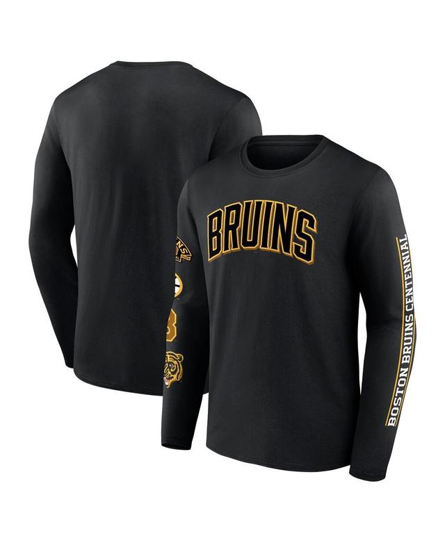 Mens Fanatics Black Distressed Boston Bruins Centennial Long Sleeve T-shirt Product Image