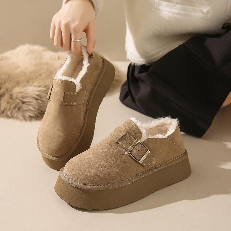 Platform Buckled Fleece Lined Slip Ons Product Image