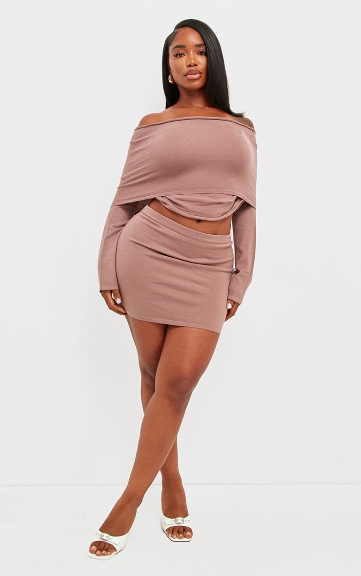 Shape Mocha Soft Knit Low Rise Mini Skirt Product Image