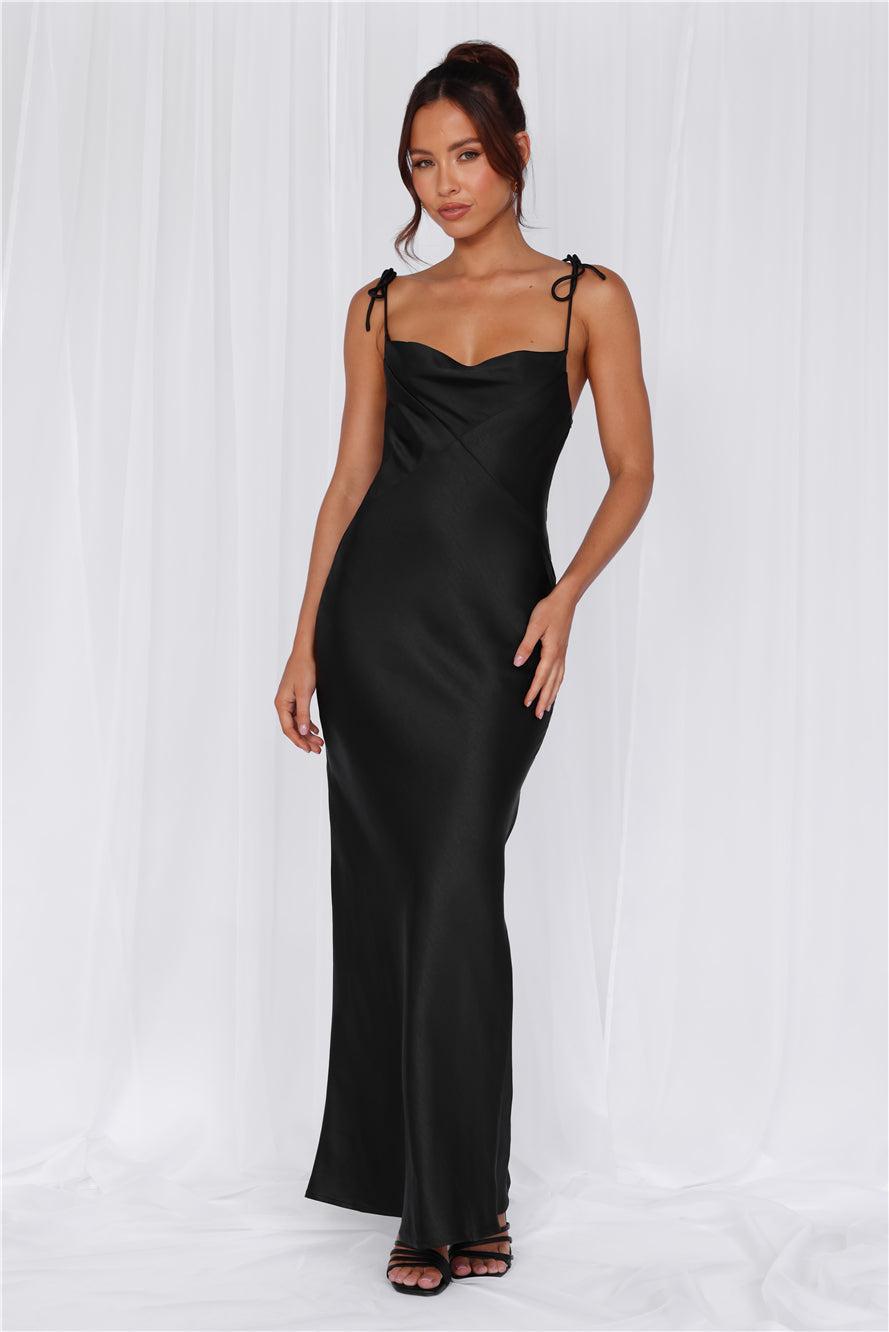 HELLO MOLLY The Penelope Cowl Satin Maxi Dress Black Product Image