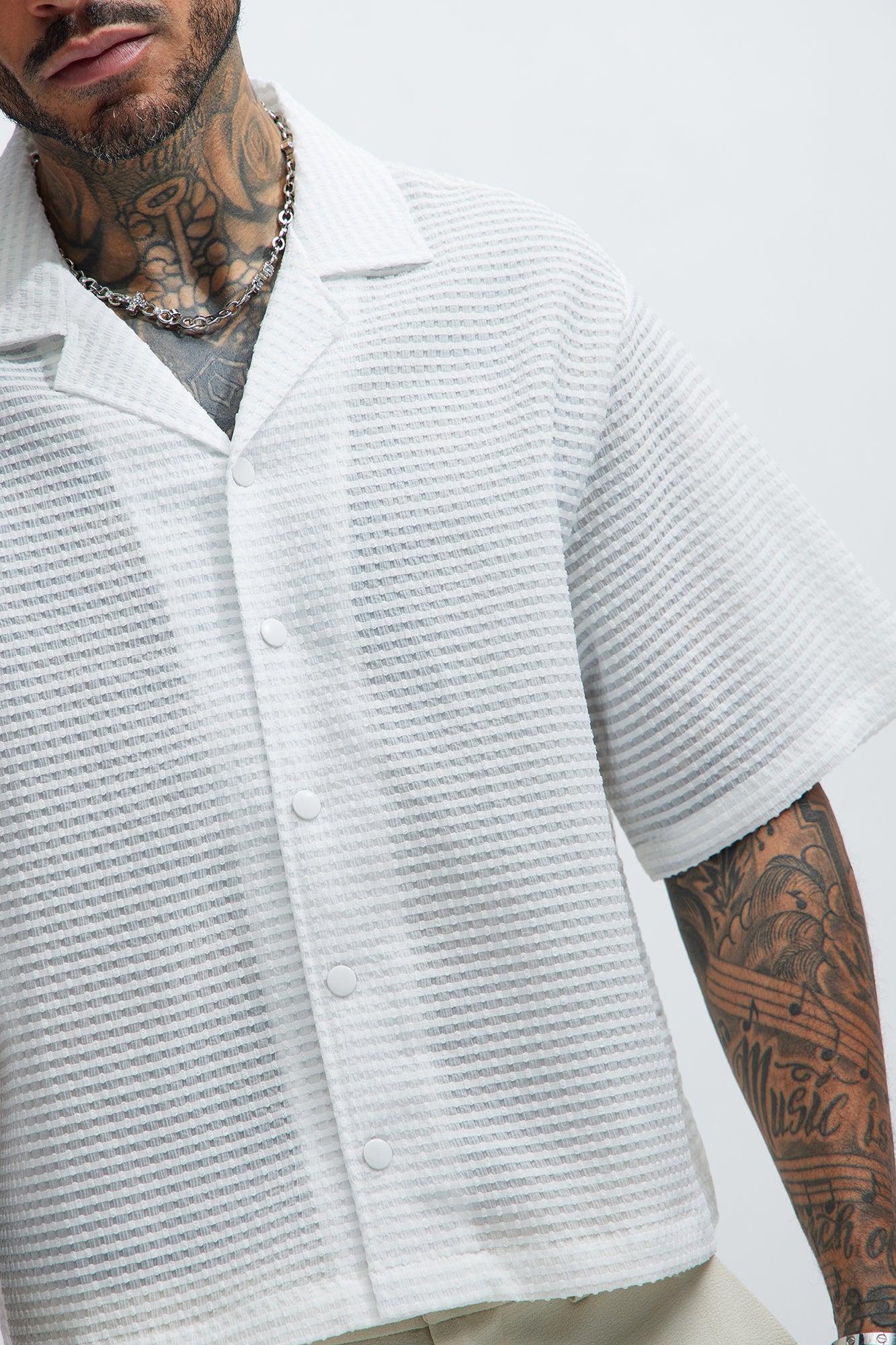 Michael Textured Cropped Shirt - White Product Image