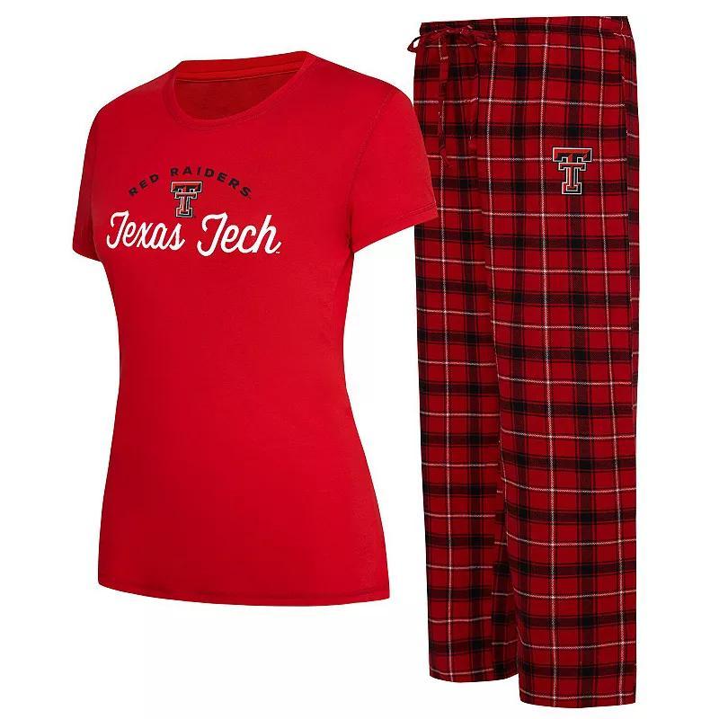 Womens Concepts Sport /Black Texas Tech Raiders Arctic T-Shirt & Flannel Pants Sleep Set Product Image