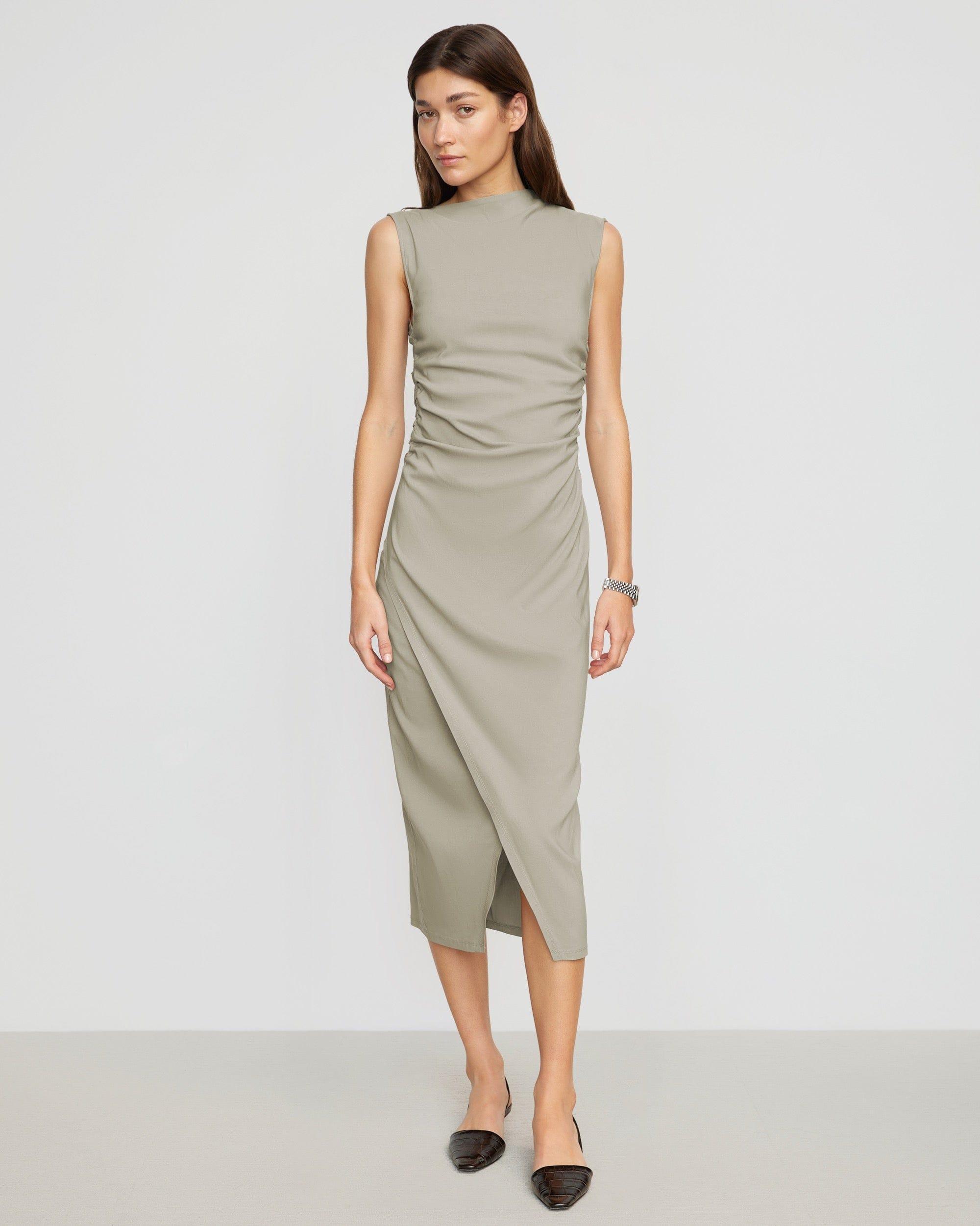 Manon Asymmetric-Neck Ruched Dress Product Image