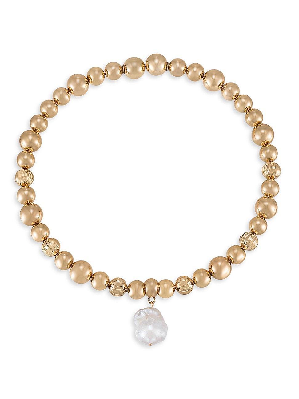 Womens 18K Gold-Plated & Freshwater Pearl Choker Product Image