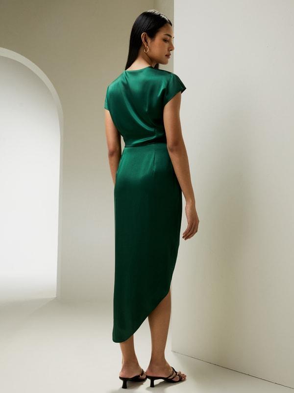 Draped Silk Midi-Dress Product Image