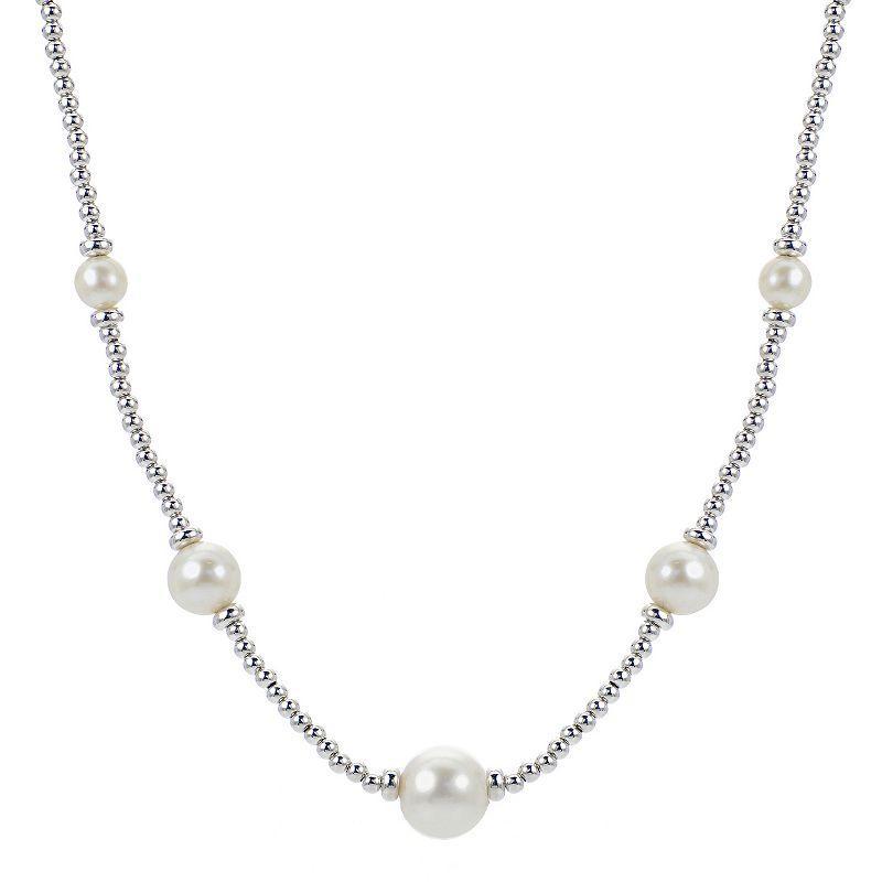 PearLustre by Imperial Freshwater Cultured Pearl & Sterling Silver Bead Station Necklace, Womens Product Image