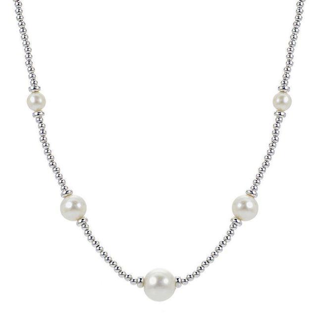 PearLustre by Imperial Freshwater Cultured Pearl & Sterling Silver Bead Station Necklace, Womens White Product Image