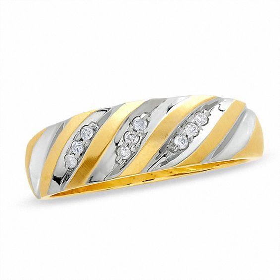 Men's 1/8 CT. T.w. Diamond Wedding Band in 10K Two-Tone Gold Product Image