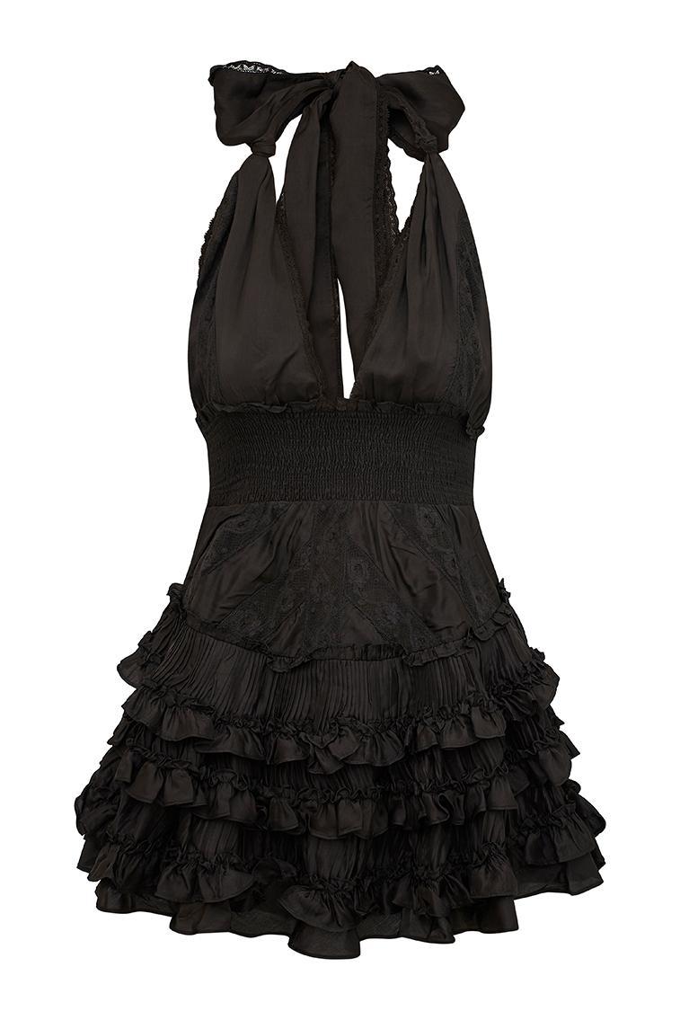 Quintelle Ruffle Halter Mini Dress Product Image