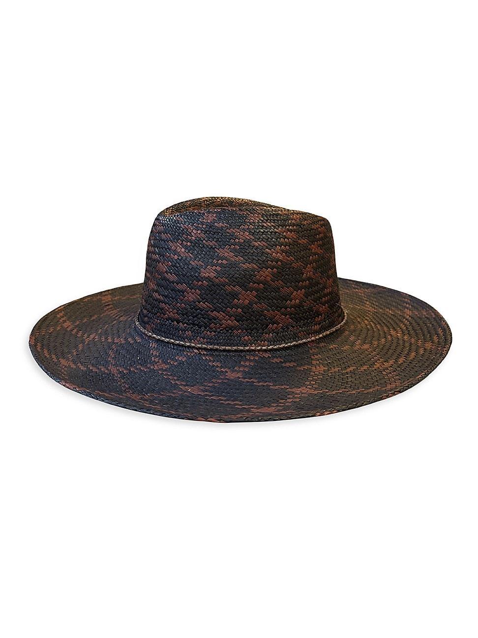 Womens Gardenia Lollipop Plaid Straw Fedora Product Image