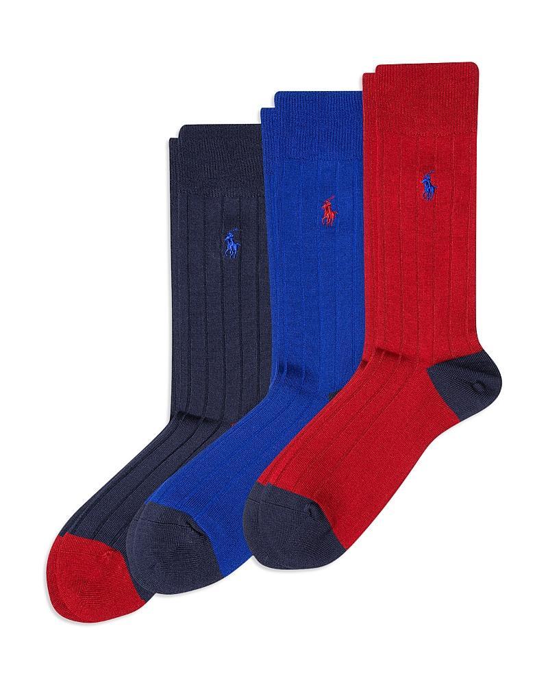 Polo Ralph Lauren Mens 3-Pk. Soft Touch Rib Dress Socks - Black/Blue Product Image