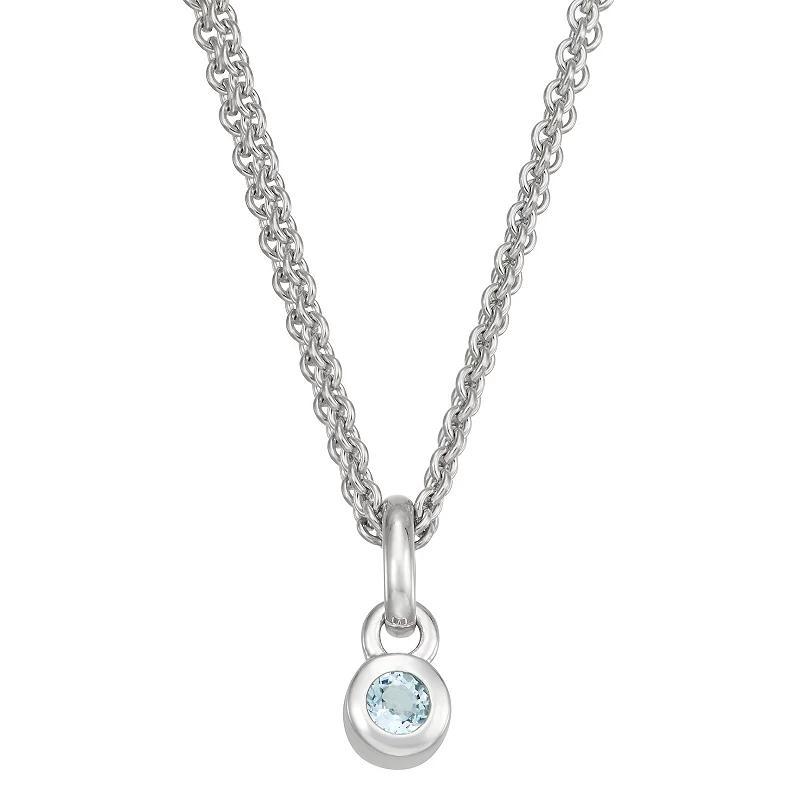 Sterling Silver Aquamarine Charm Necklace, Womens Silver Tone Product Image