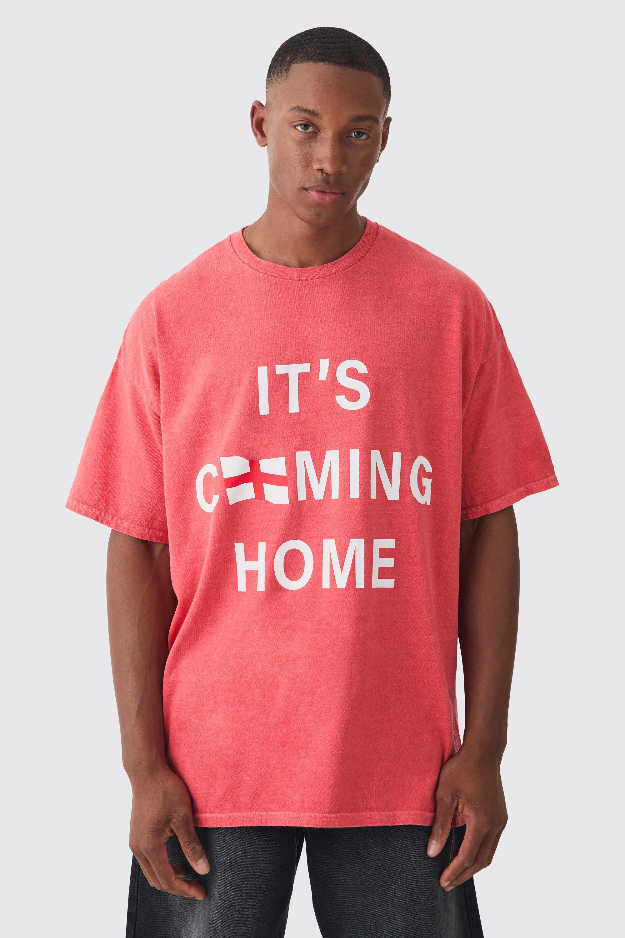 Oversized It's Coming Home England Washed T-shirt | boohooMAN USA Product Image