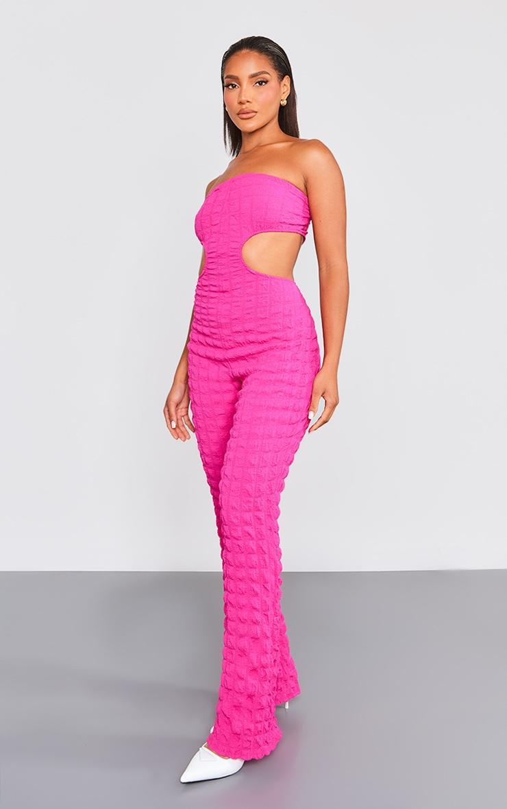 Fuschia Bubble Textured Tube Jumpsuit Product Image