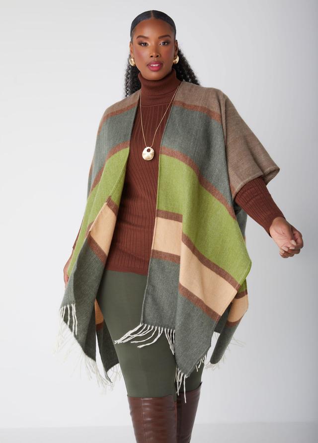 Plus Size Colorblock Brushed Kimono Ashley Stewart Product Image