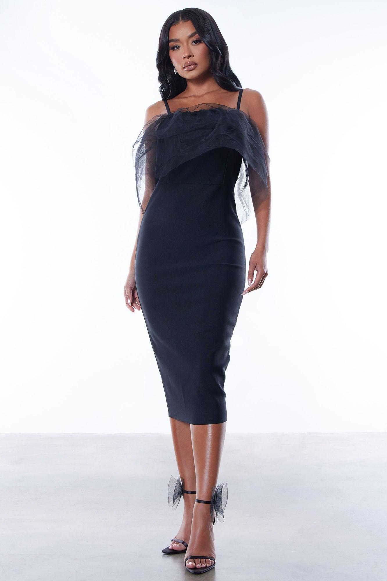 Lourdes Bandage Midi Dress - Black Product Image