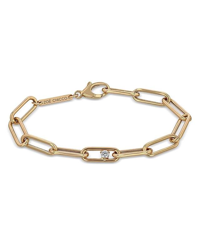 Zoe Chicco 14K Yellow Gold Prong Diamonds Diamond Paperclip Link Bracelet Product Image