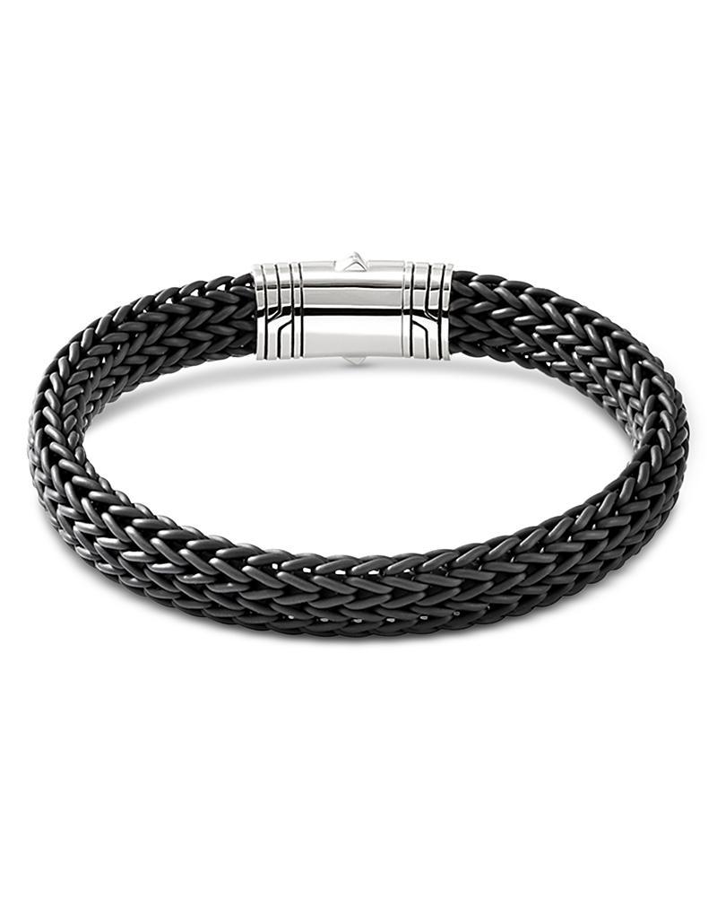 Mens Rubber & Sterling Silver Cord Bracelet Product Image