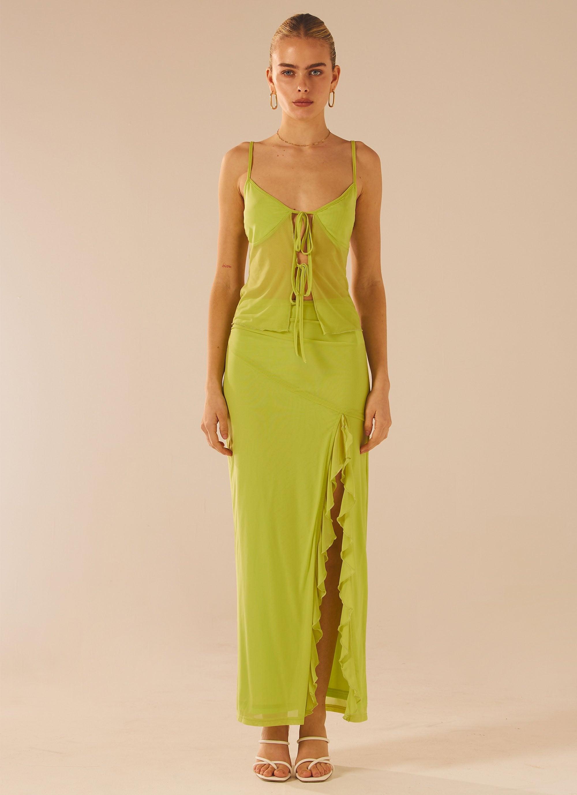 Bittersweet Mesh Maxi Skirt - Fern Product Image