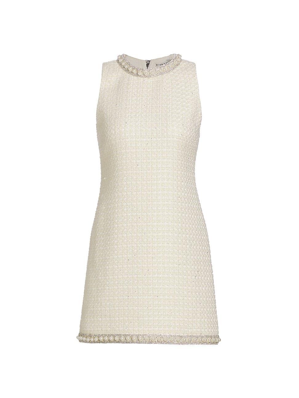 Alice and Olivia Coley Embellished Tweed Mini Dress Product Image