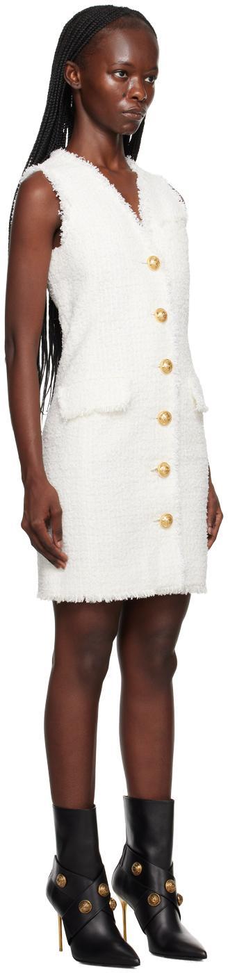 BALMAIN White Fringed Minidress Product Image