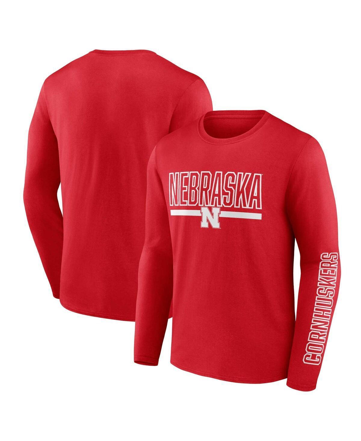 Mens Profile Scarlet Nebraska Huskers Big & Tall Two-Hit Graphic Long Sleeve T-Shirt Product Image