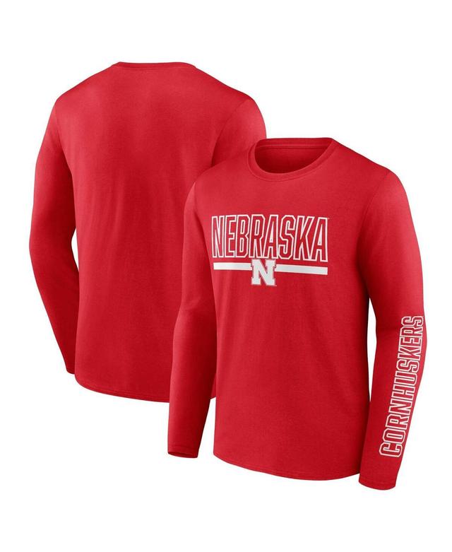 Mens Profile Scarlet Nebraska Huskers Big & Tall Two-Hit Graphic Long Sleeve T-Shirt Product Image