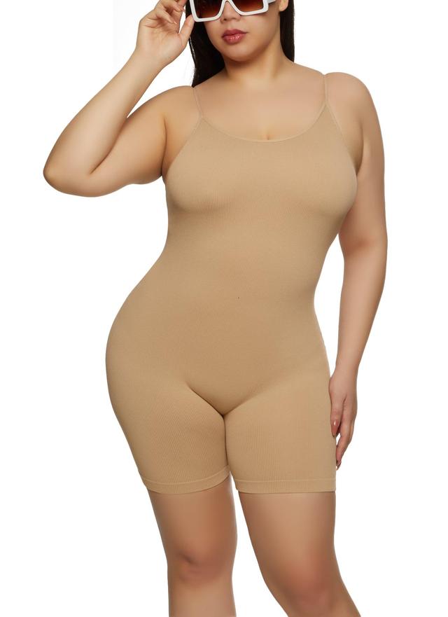 Womens Plus Size Seamless Ribbed Cami Romper Product Image