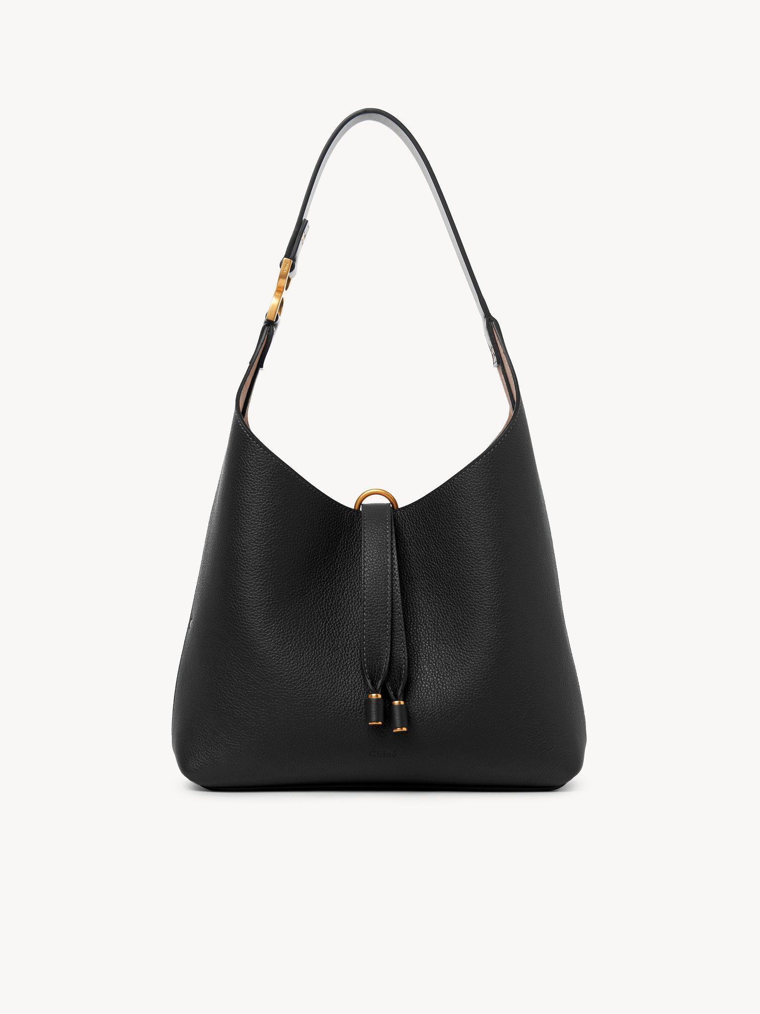 Small Marcie hobo bag in grained leather Product Image