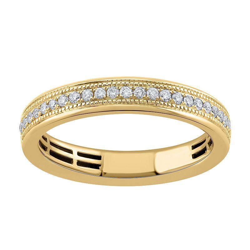 LOVE CLOUD 10k Yellow Gold 1/5 T.W. Round Diamond Wedding Band, Womens Product Image