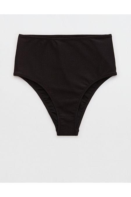 Aerie Shine Rib High Waisted Cheeky Bikini Bottom Women's Product Image