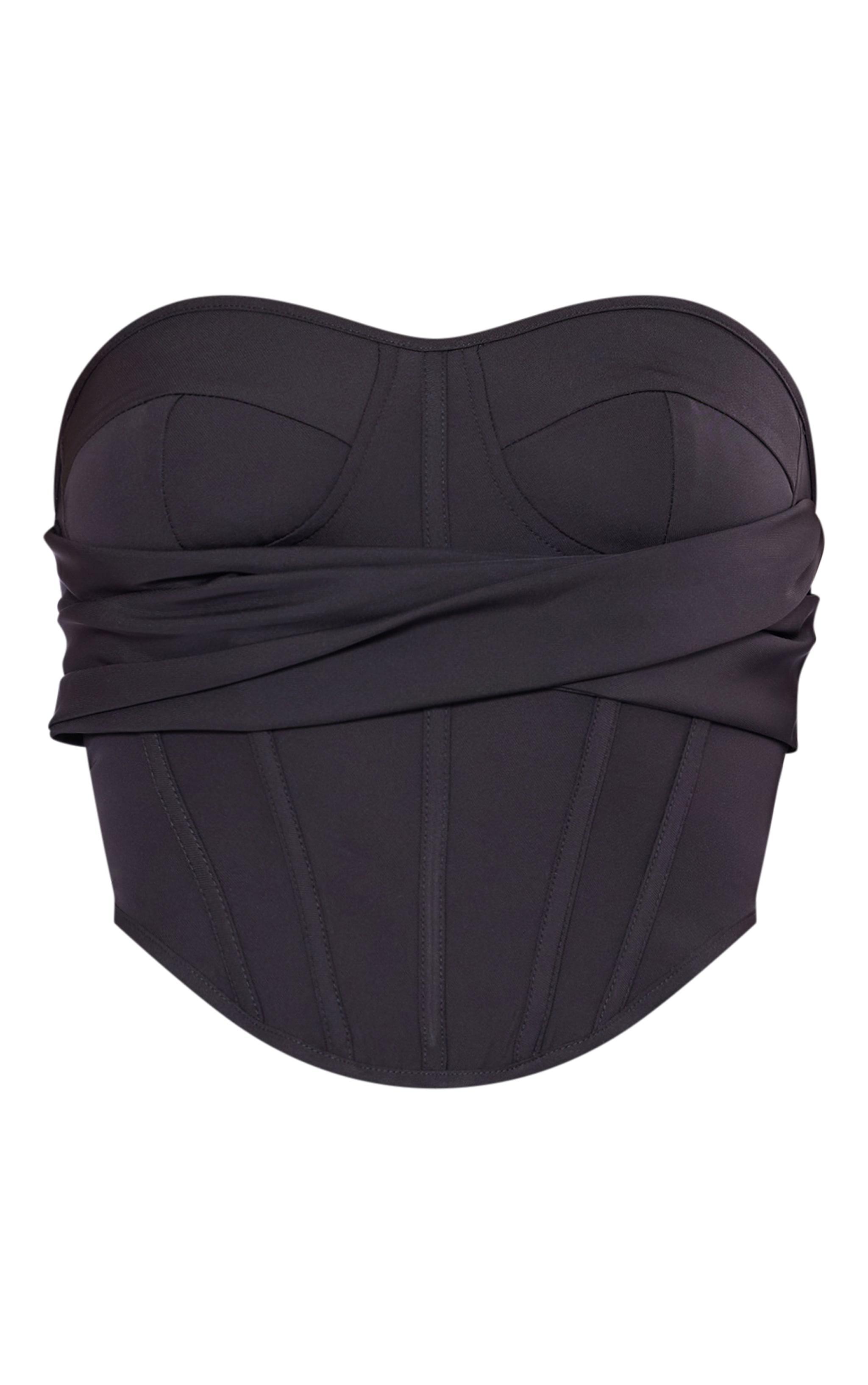 Black Bandage Draped Detail Corset Product Image