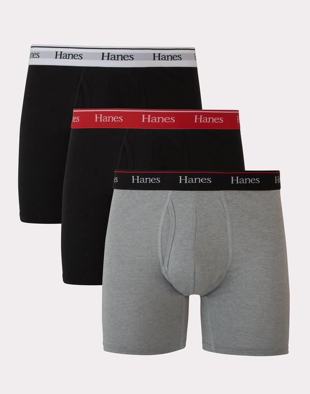 Mens Hanes Originals Ultimate 3-Pack Boxer Briefs with Moisture-Wicking Stretch Cotton Multicolor Product Image