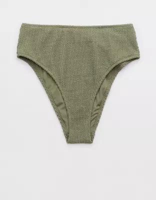 Aerie Shimmery Crinkle High Cut Cheeky Bikini Bottom Product Image