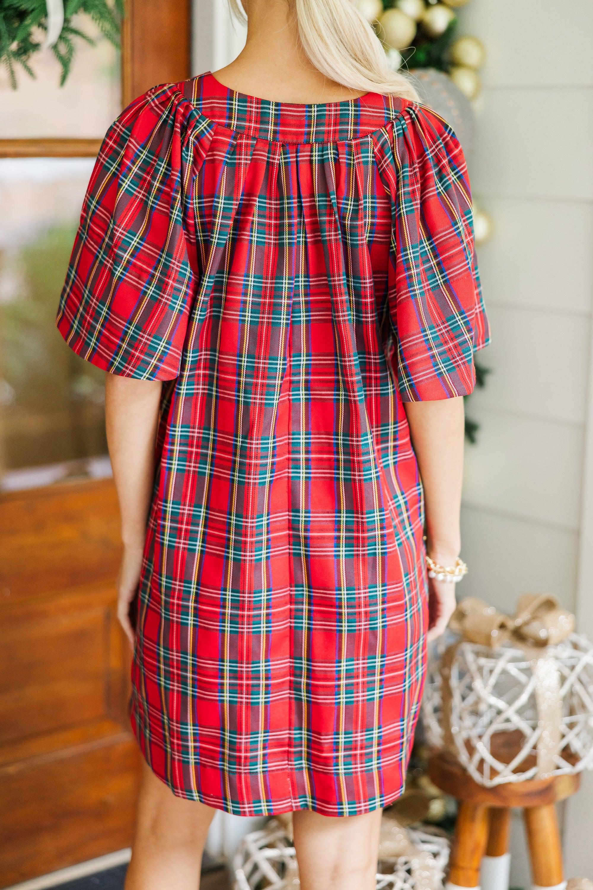 Just A Theory Red Plaid Dress Female Product Image