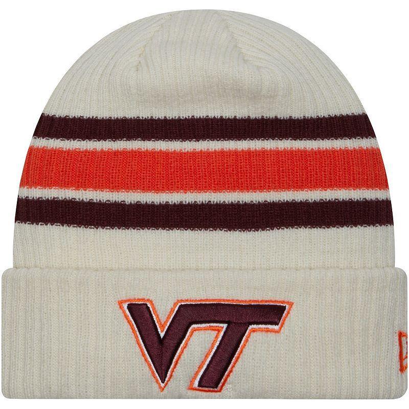 Mens New Era Cream Virginia Tech Hokies Vintage Cuffed Knit Hat Product Image