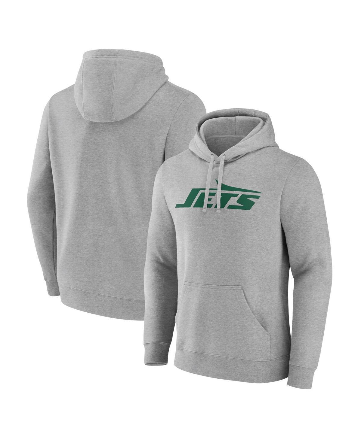 Fanatics Mens Heather Gray New York Jets Primary Logo Pullover Hoodie Product Image