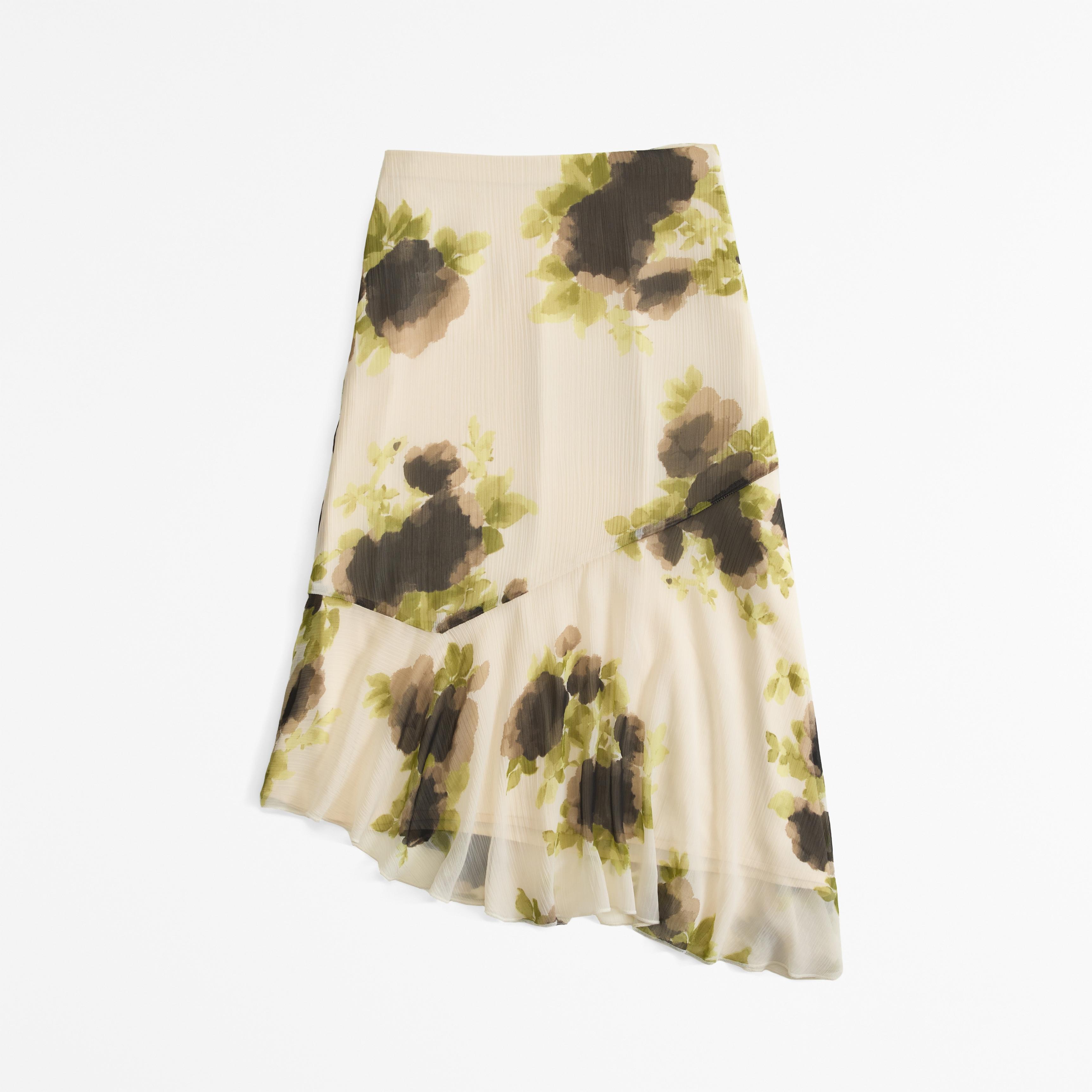 Crinkle Asymmetrical Midi Skirt Product Image