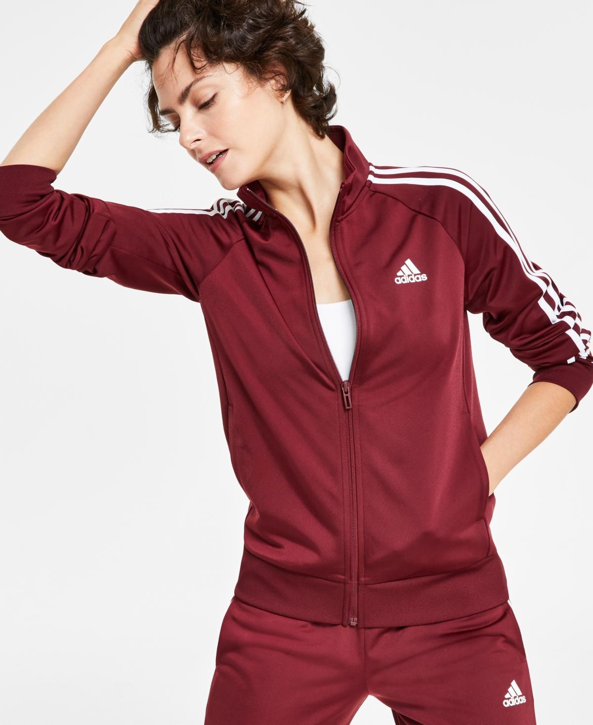 adidas 3-Stripes Track Top Tricot (Shadow Red/White) Women's Clothing Product Image