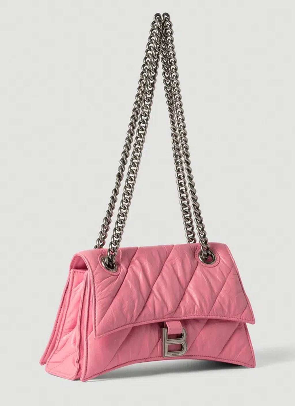 BALENCIAGA Women Crush Chain Shoulder Bag In Pink Product Image