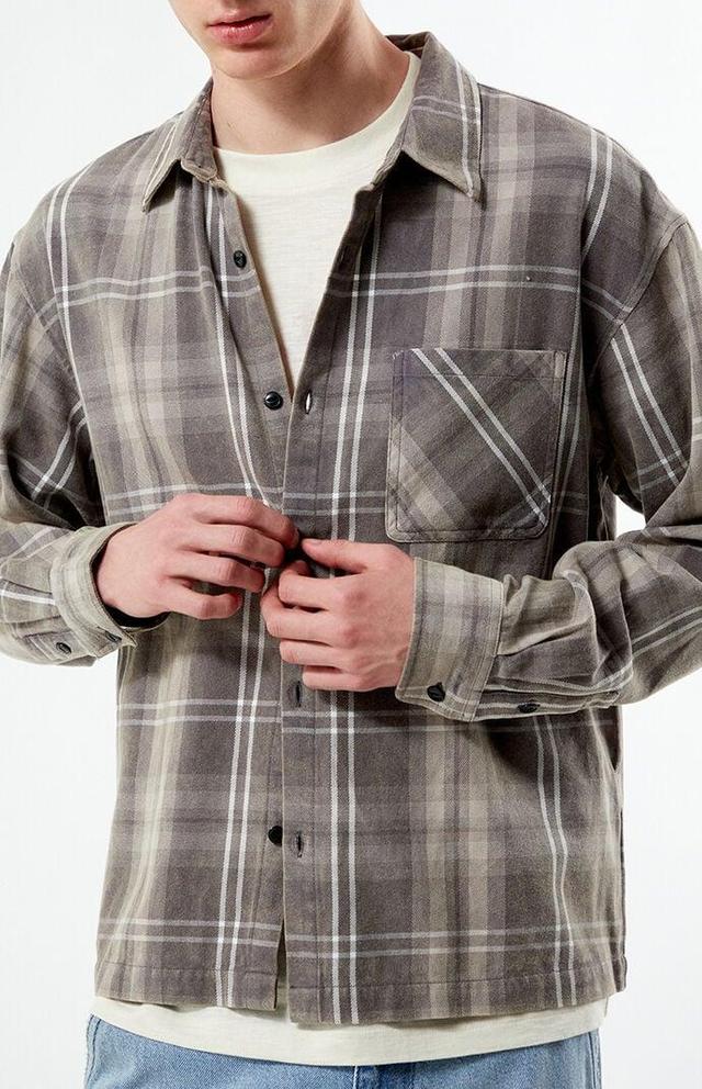 Men's Washed Cropped Flannel Shirt Product Image