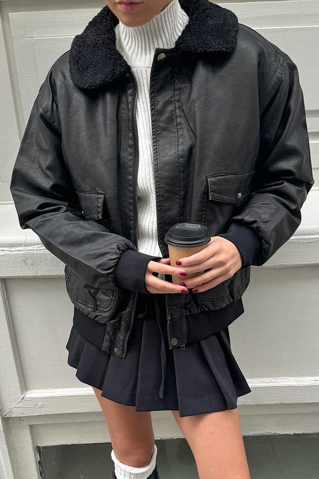 Faux leather bomber jacket Product Image