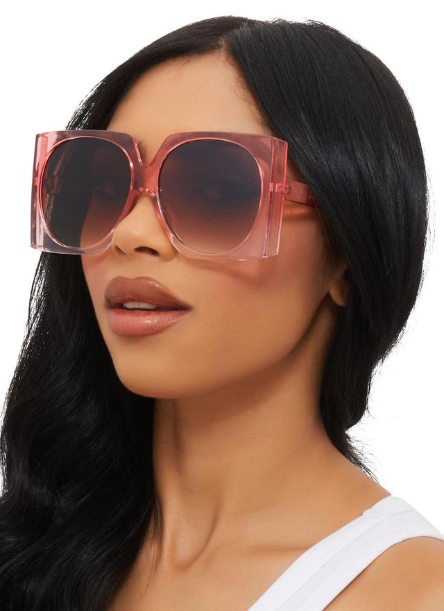 Ombre Clear Frame Oversized Square Sunglasses Female Product Image